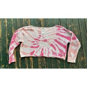 Pink Victoria's Secret Tie Dye Cropped Knit Sweater Pink Orange Large J372